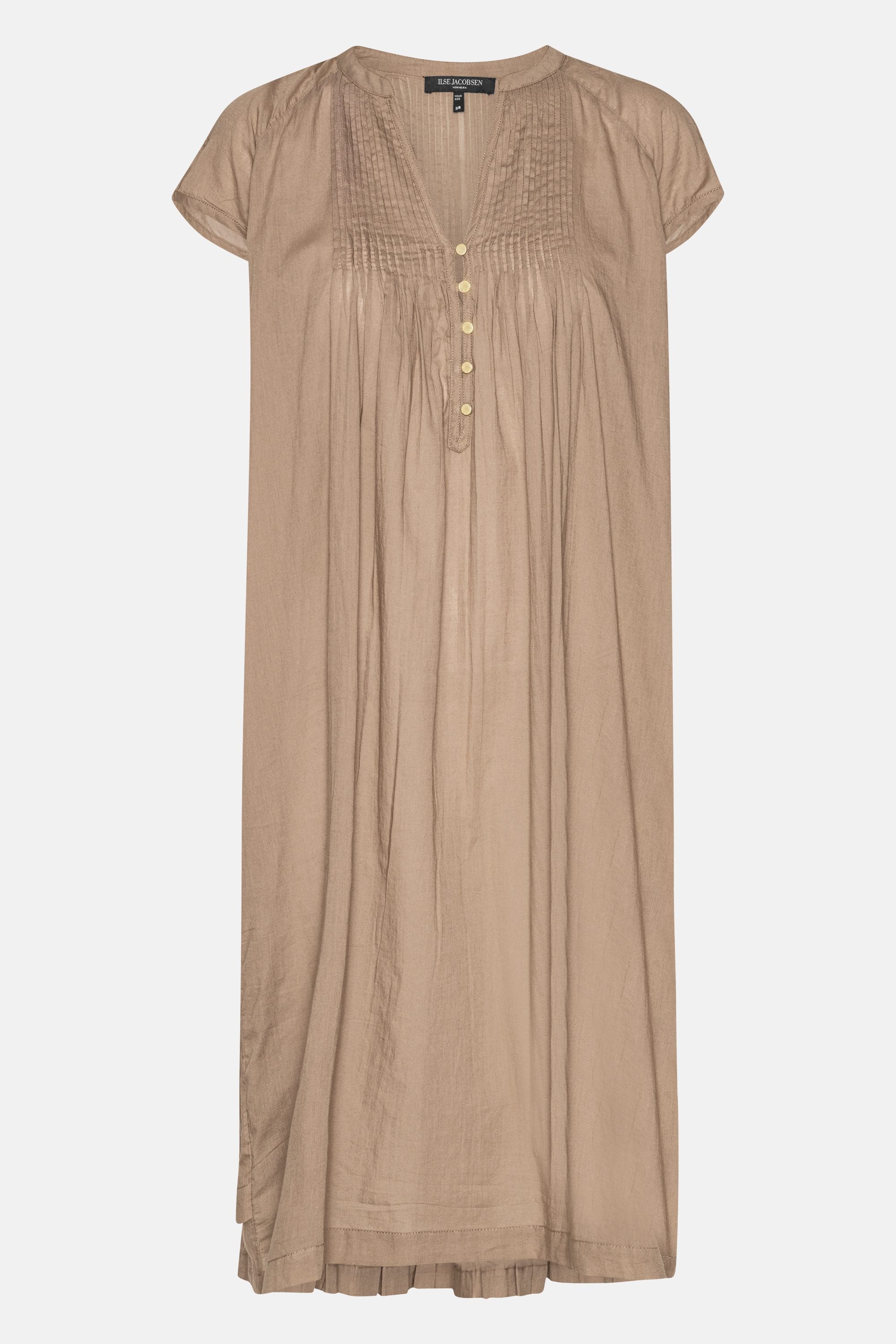 Robe Longue à Manches Courtes - Greige